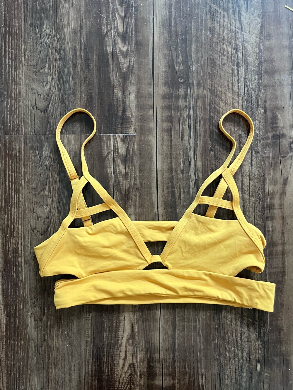 Tavik Strappy Swim Top in Mustard Yellow small